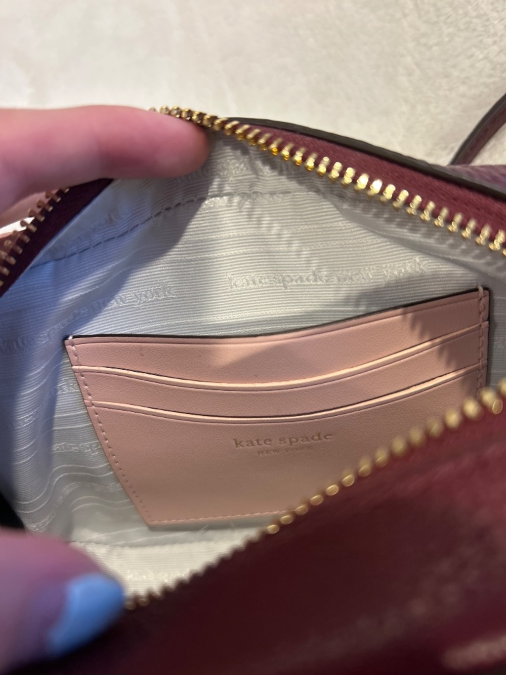 Kate Spade New York Ava Pebbled Leather Crossbody Burgundy NWT - Picture 3 of 5